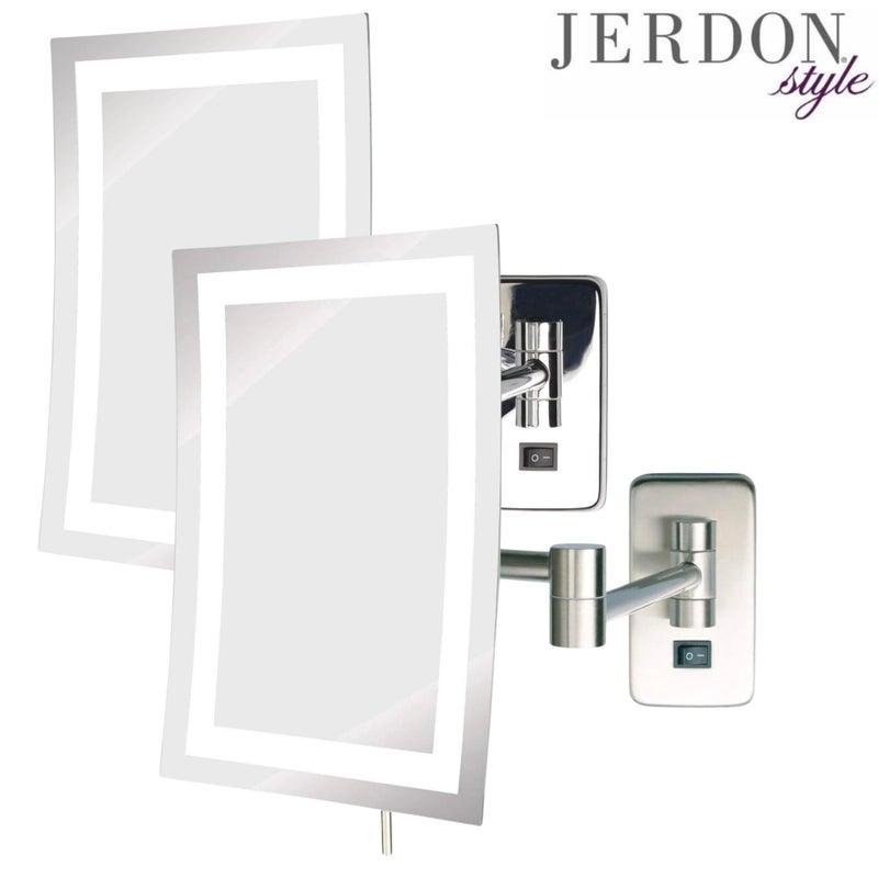 JERDON Rectangular 6.5-Inch x 9-Inch Wall Mount Mirror - Makeup Mirror with 5X Magnification and 15.5-Inch Wall Extension - Nickel Finish - Model JRT710NL - Image 5